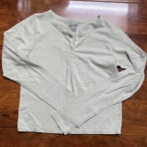 J Galt Brandy Melville Mint Light Green Long Sleeve Button Henley Zelly Top john